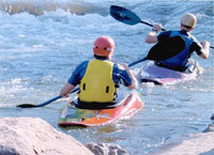 Kayakers, Whitewater course